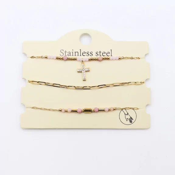 Pack de 3 bracelets acier - croix strass