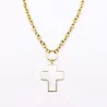 Collier acier tendance chaine avec croix