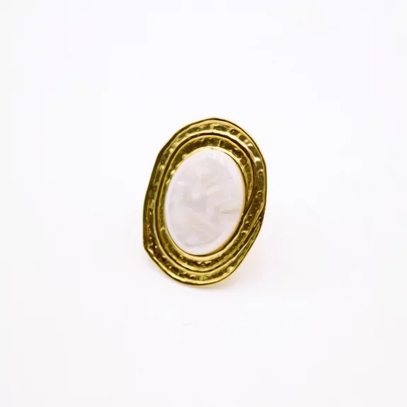 Bague acier cabochon ovale