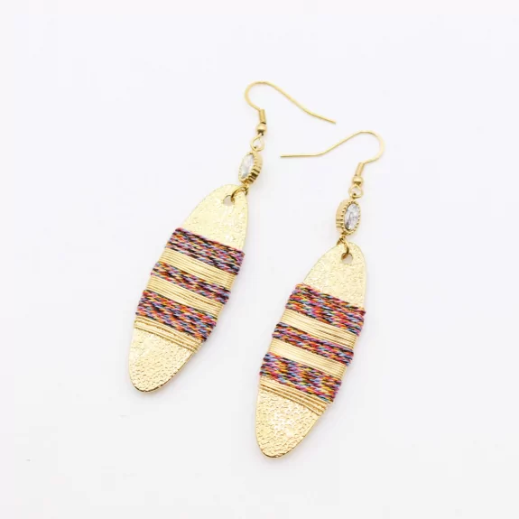 Boucle d'oreille acier - pendante tissée