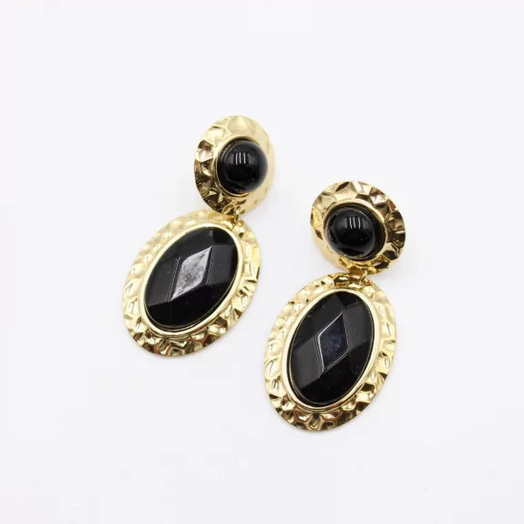 Boucle d'oreille acier - cabochon pierre