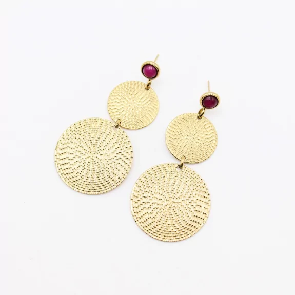 Boucle d'oreille acier - breloques dorées