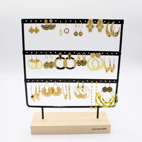 Pack de 18 boucles d'oreilles acier - JAUNE