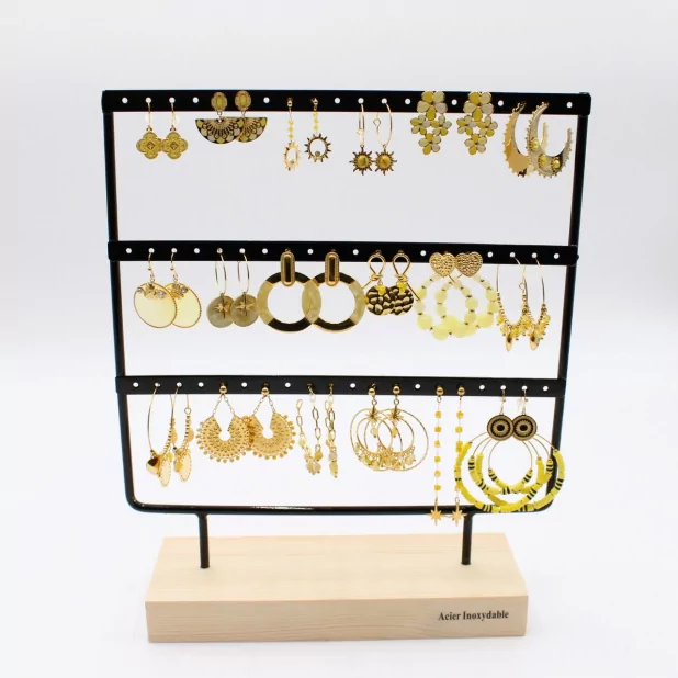 Pack de 18 boucles d'oreilles acier - JAUNE