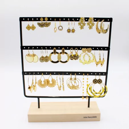 Pack de 18 boucles d'oreilles acier - JAUNE