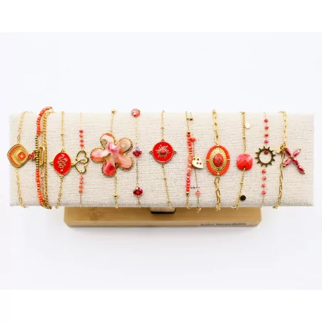 Pack de 12 bracelets acier - ROUGE