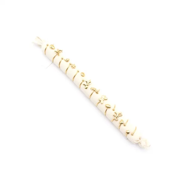 Pack 12 bagues dorées acier inoxydable