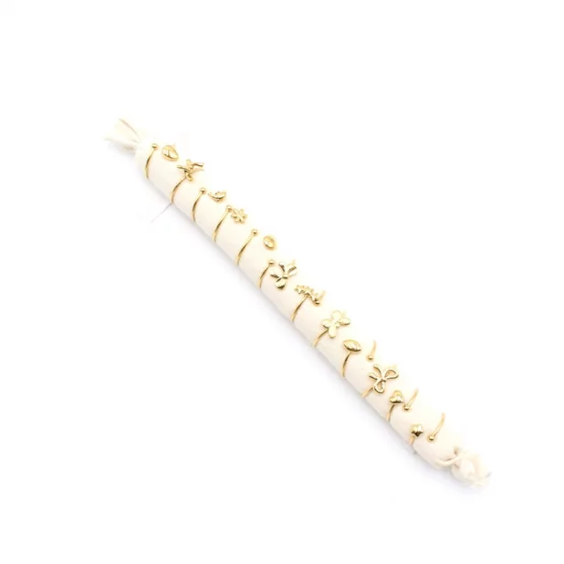 Pack 12 bagues dorées acier inoxydable