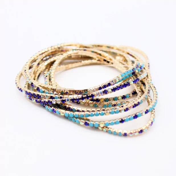 Lot de 10 bracelets strass