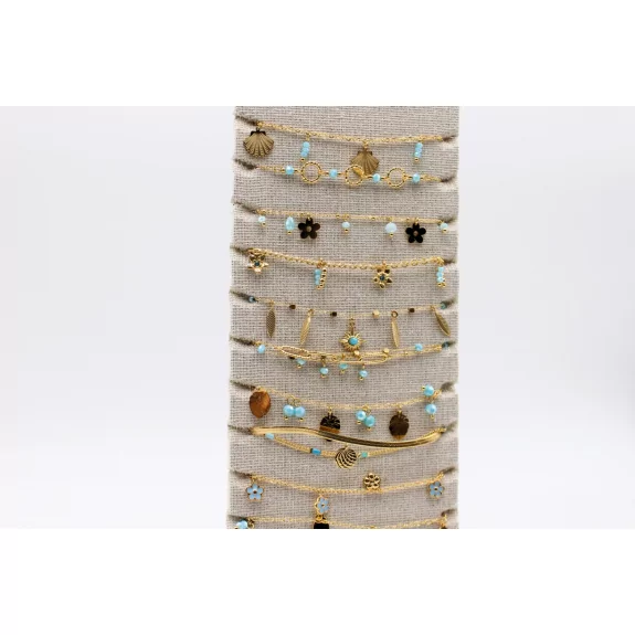 Pack de 12 chaines de cheville en acier inoxydable - turquoise