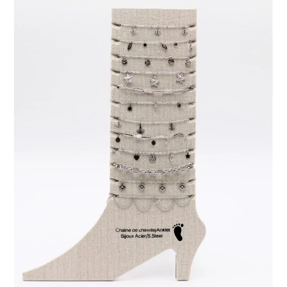 Pack de 12 chaines de cheville en acier inoxydable - argenté