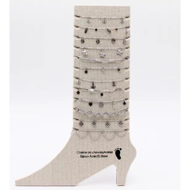 Pack de 12 chaines de cheville en acier inoxydable - argenté