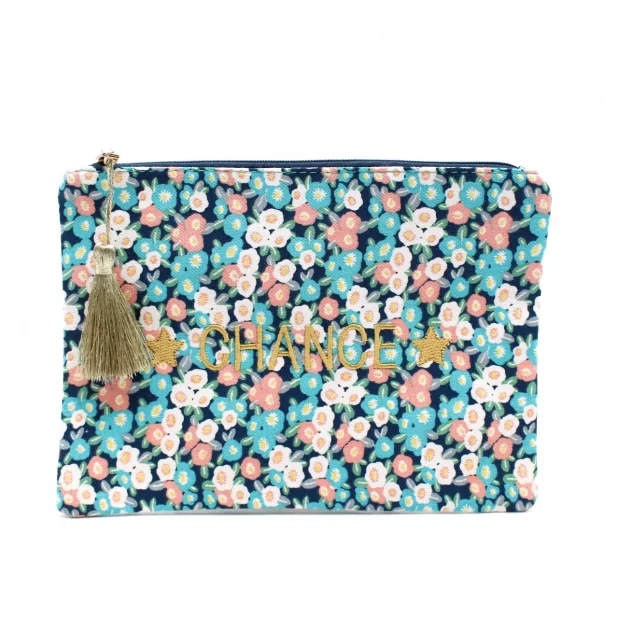 Pochette motif floral message chance