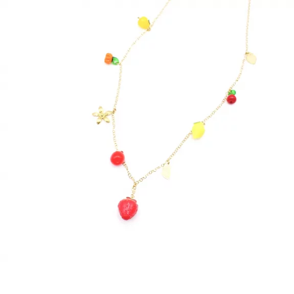 Sautoir doré breloques fruits