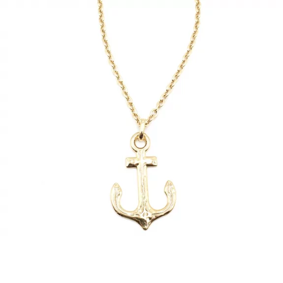Collier doré acier avec ancre