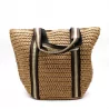 Sac à main effet paille avec deux bandes dorées