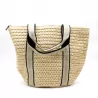 Sac à main effet paille avec deux bandes dorées