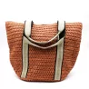 Sac à main effet paille avec deux bandes dorées