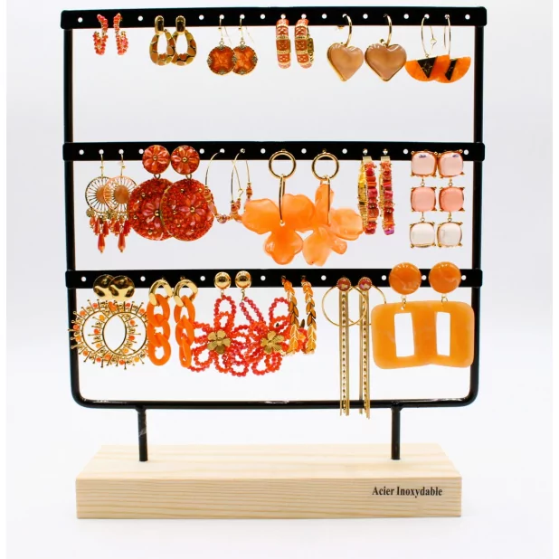 Pack de 18 boucles d'oreilles acier - ORANGE