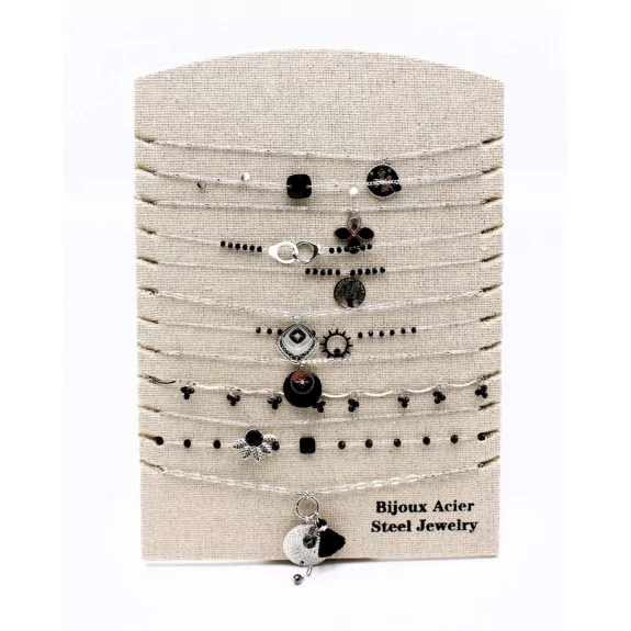 Pack 12 Colliers Acier Inoxydable - argenté noir