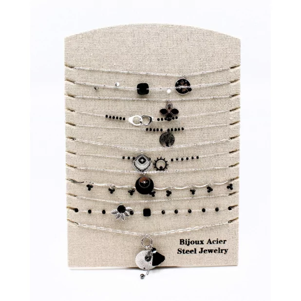 Pack 12 Colliers Acier Inoxydable - argenté noir