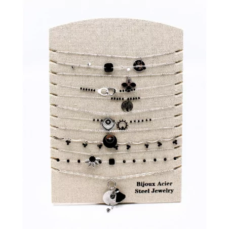 Pack 12 Colliers Acier Inoxydable - argenté noir
