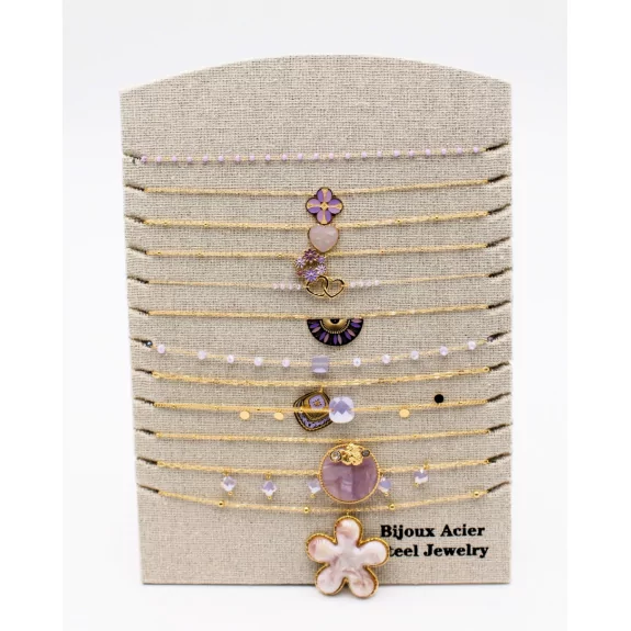 Pack 12 Colliers Acier Inoxydable - parme