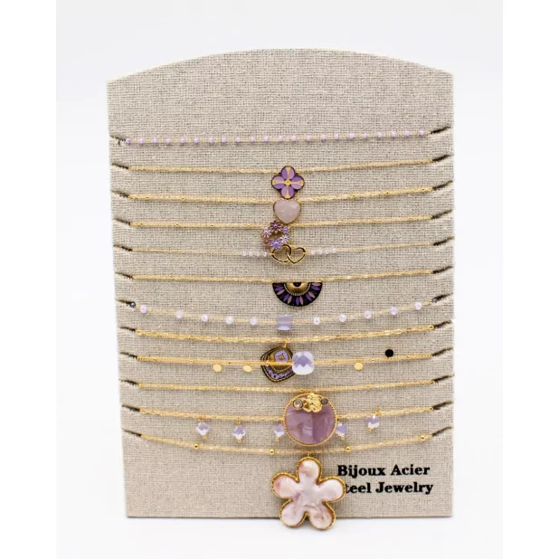 Pack 12 Colliers Acier Inoxydable - parme