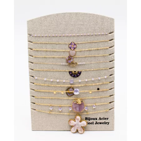 Pack 12 Colliers Acier Inoxydable - parme