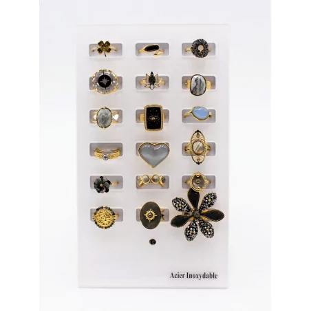 Pack 18 bagues acier inoxydable - gris