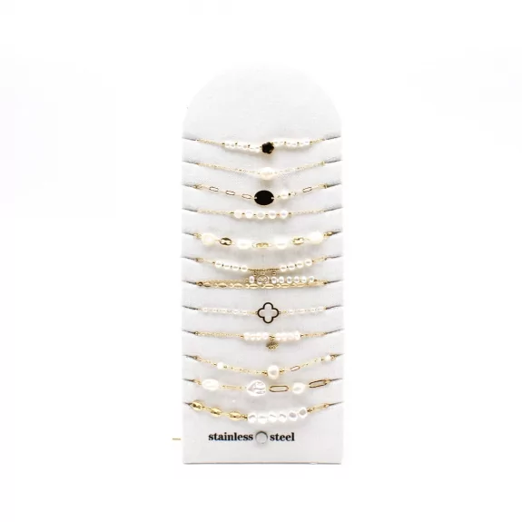 Pack de 12 bracelets perles et acier