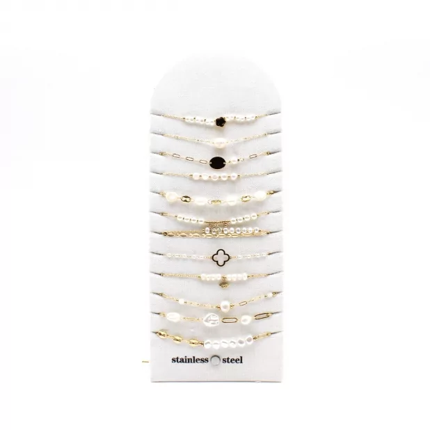 Pack de 12 bracelets perles et acier