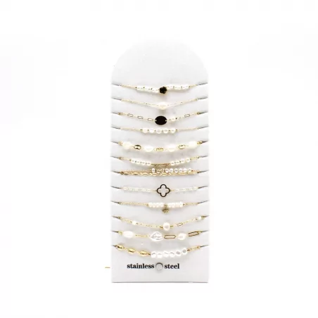 Pack de 12 bracelets perles et acier