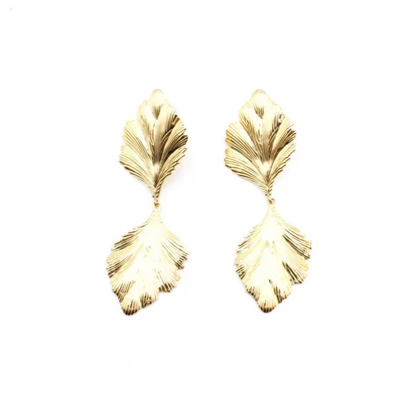 Boucles d'oreilles acier feuille pendante