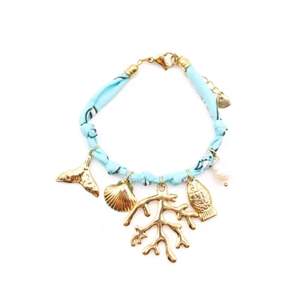 Bracelet tissu avec pampilles en acier