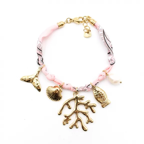 Bracelet tissu avec pampilles en acier