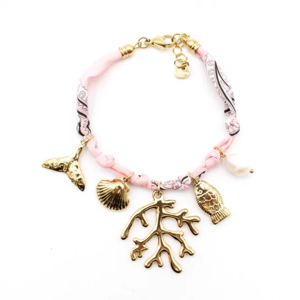 Bracelet tissu avec pampilles en acier