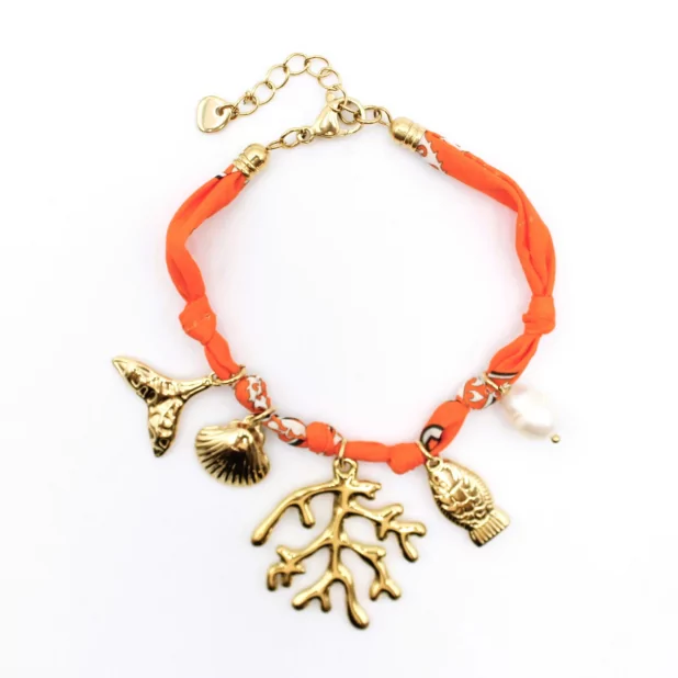 Bracelet tissu avec pampilles en acier