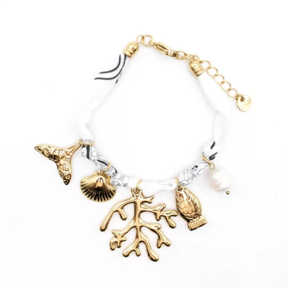 Bracelet tissu avec pampilles en acier