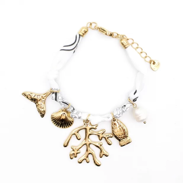 Bracelet tissu avec pampilles en acier