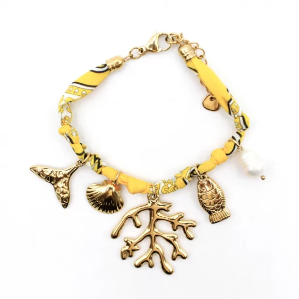 Bracelet tissu avec pampilles en acier