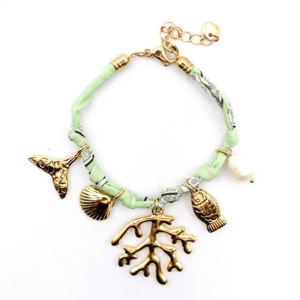 Bracelet tissu avec pampilles en acier