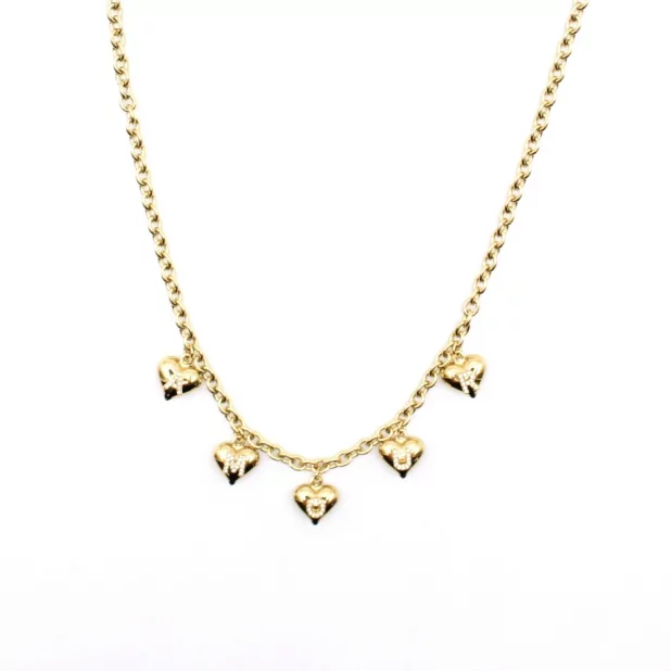 Collier acier avec pampilles coeur amour