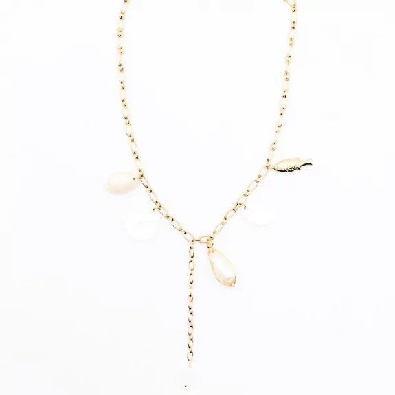 Collier en acier avec breloques nacre et coquillages
