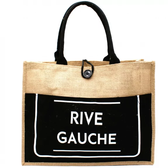 Sac cabas toile jute message rive gauche