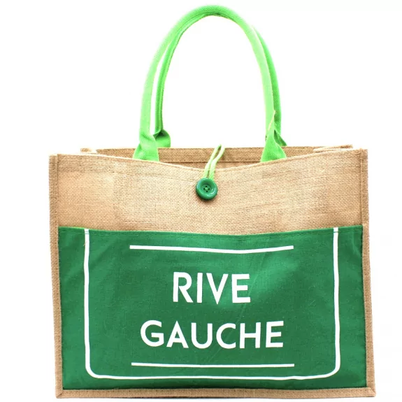 Sac cabas toile jute message rive gauche