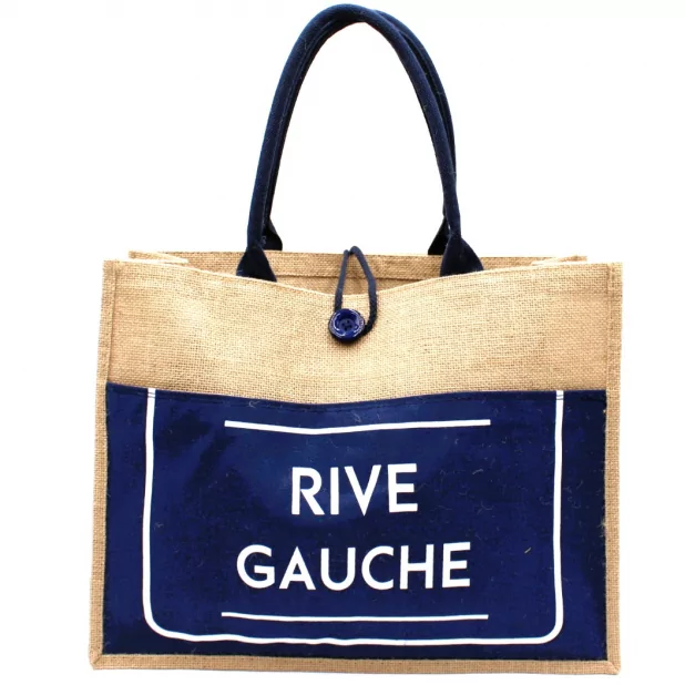 Sac cabas toile jute message rive gauche