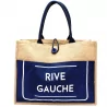 Sac cabas toile jute message rive gauche