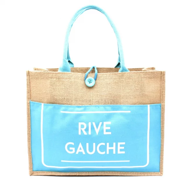 Sac cabas toile jute message rive gauche