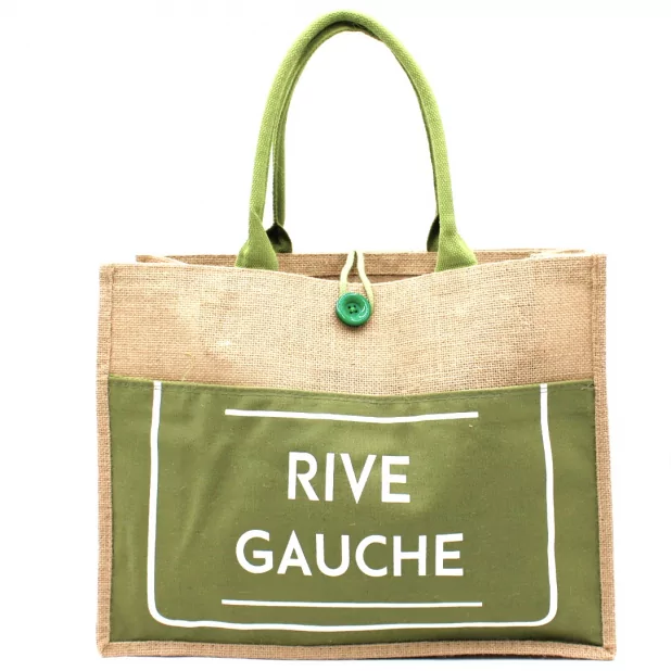 Sac cabas toile jute message rive gauche